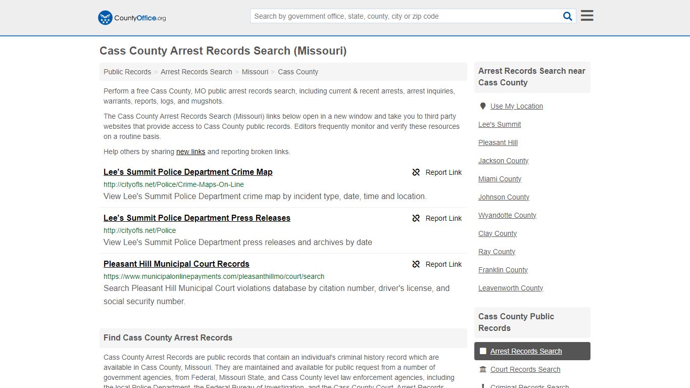 Arrest Records Search - Cass County, MO (Arrests & Mugshots)