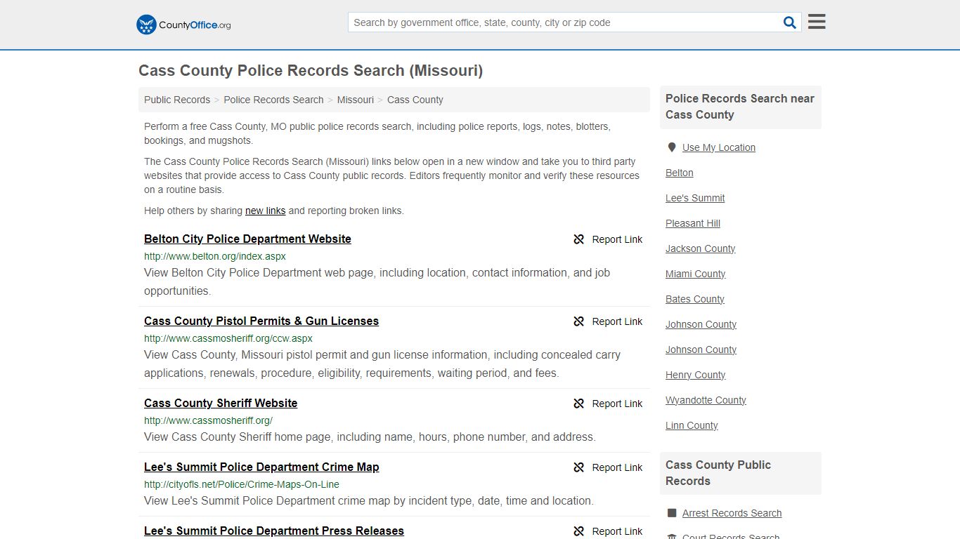 Police Records Search - Cass County, MO (Accidents & Arrest Records)